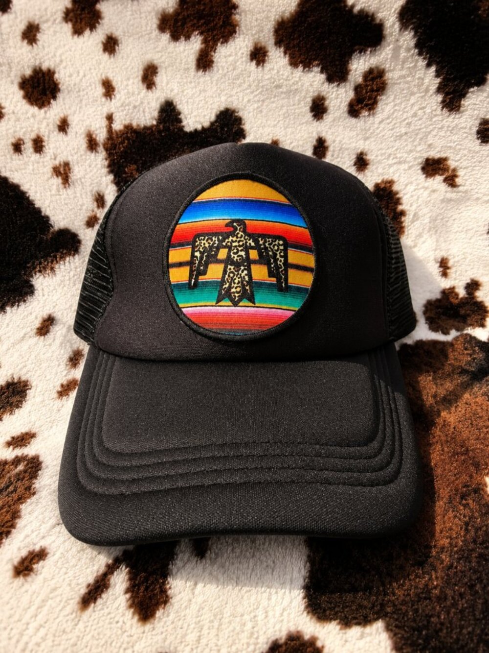 Thunderbird Serape Distressed Western Patch Trucker Hat
